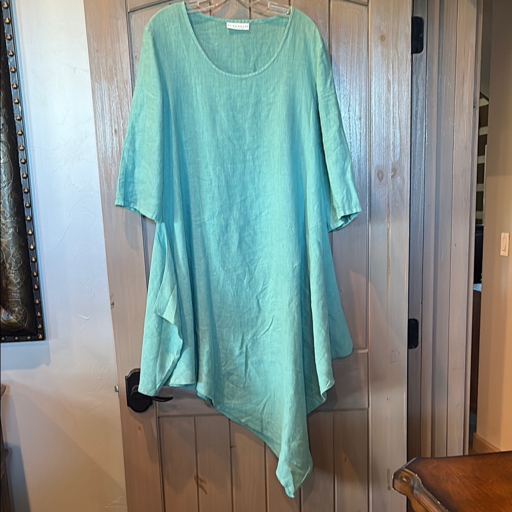 Bryn Walker Green Asymmetrical Oversized Tunic-Dress